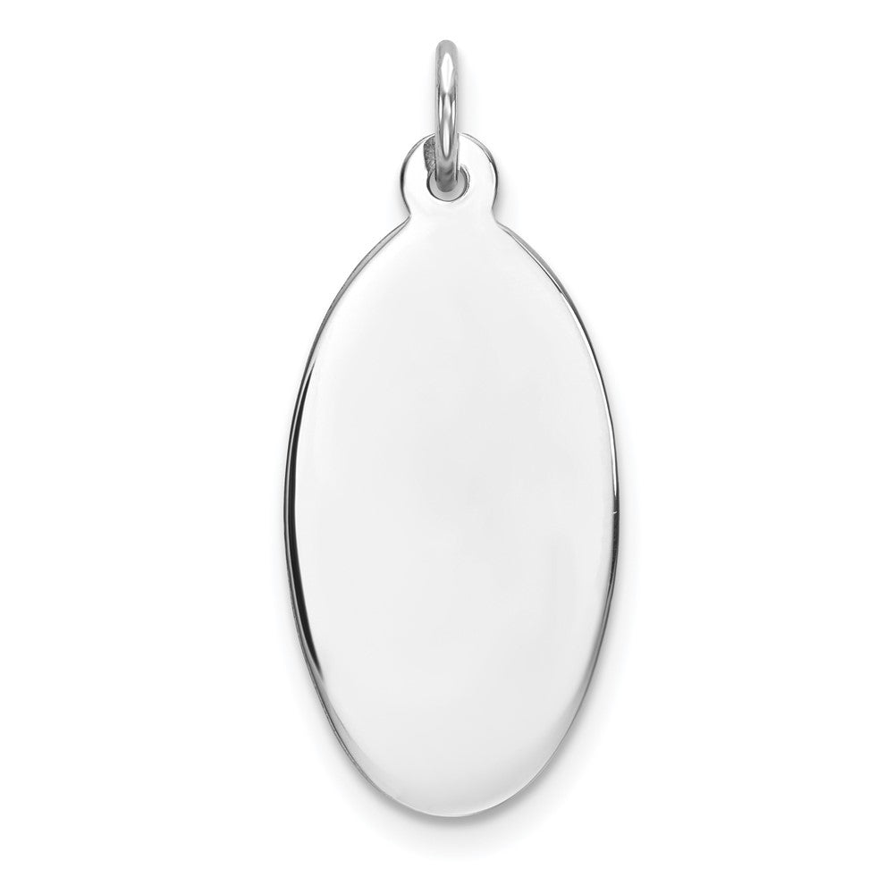 Sterling Silver Rhod-Plate Eng. Oval Polish Front/Satin Back Disc Charm