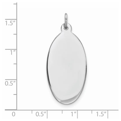 Sterling Silver Rhod-Plate Eng. Oval Polish Front/Satin Back Disc Charm