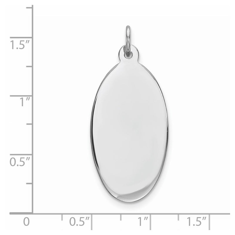 Sterling Silver Rhod-Plate Eng. Oval Polish Front/Satin Back Disc Charm