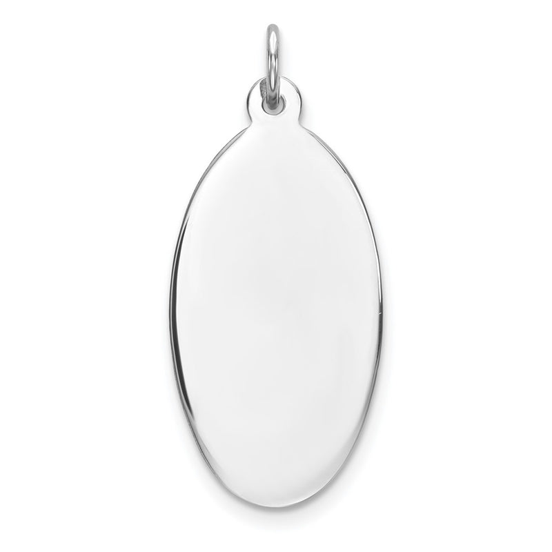 Sterling Silver Rhod-Plate Eng. Oval Polish Front/Satin Back Disc Charm