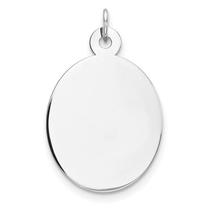 Sterling Silver Rhod-Plate Eng. Oval Polish Front/Satin Back Disc Charm