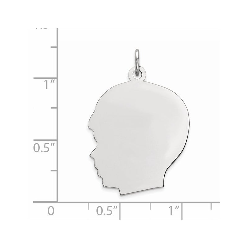 Sterling Silver Rhod-Plate Eng. Boy Polished Front/Satin Back Disc Charm