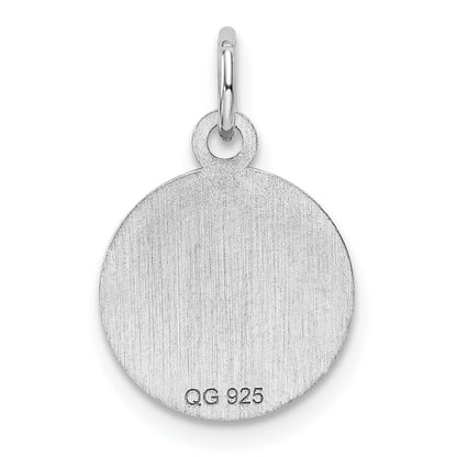 Sterling Silver Rhod-Plate Purple Enamel Right Facing Girl Head Disc Charm