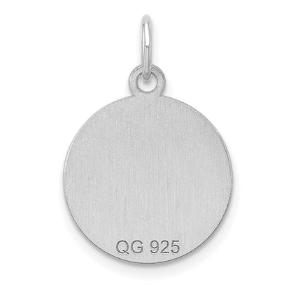 Sterling Silver Rh-Plt Engraveable Round Polished Front/satin Back Disc Charm
