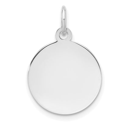 Sterling Silver Rh-Plt Engraveable Round Polished Front/back Disc Charm