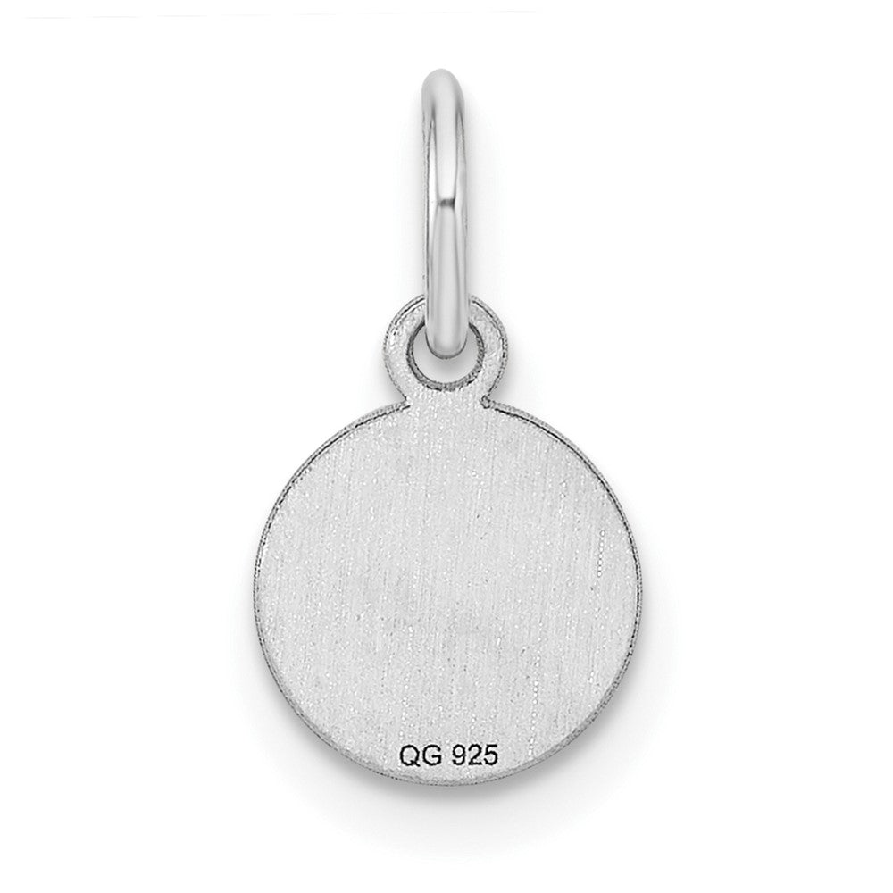 Sterling Silver Rh-Plt Engraveable Round Polished Front/satin Back Disc Charm