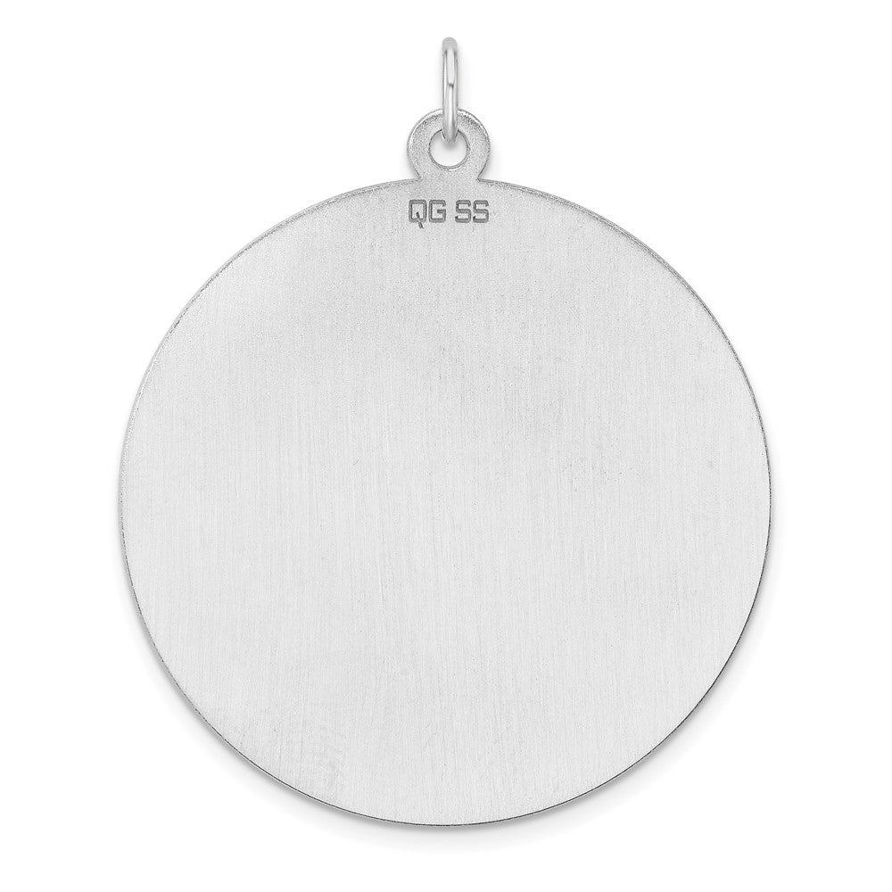 Sterling Silver Rhodium Plated Eng. Rnd Polish Front/satin Back Disc Charm