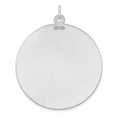 Sterling Silver Rhodium Plated Eng. Rnd Polish Front/satin Back Disc Charm