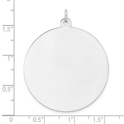 Sterling Silver Rhodium Plated Eng. Rnd Polish Front/back Disc Charm