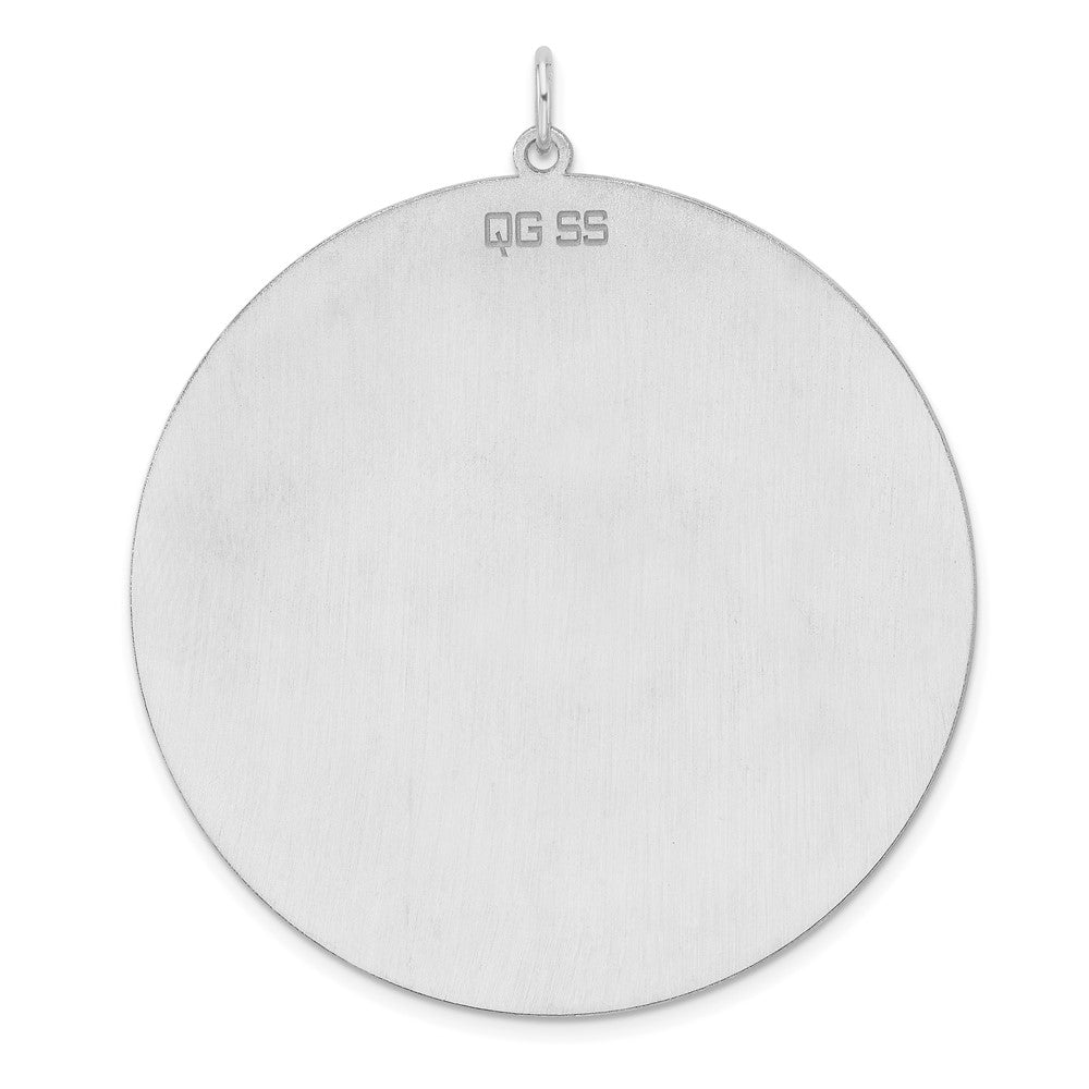 Sterling Silver Rhodium Plated Eng. Rnd Polish Front/satin Back Disc Charm
