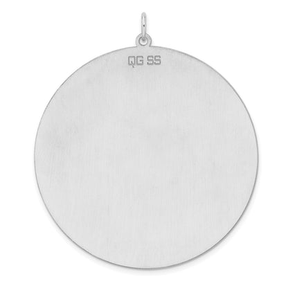 Sterling Silver Rhodium Plated Eng. Rnd Polish Front/satin Back Disc Charm