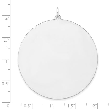 Sterling Silver Rhodium Plated Eng. Rnd Polish Front/back Disc Charm