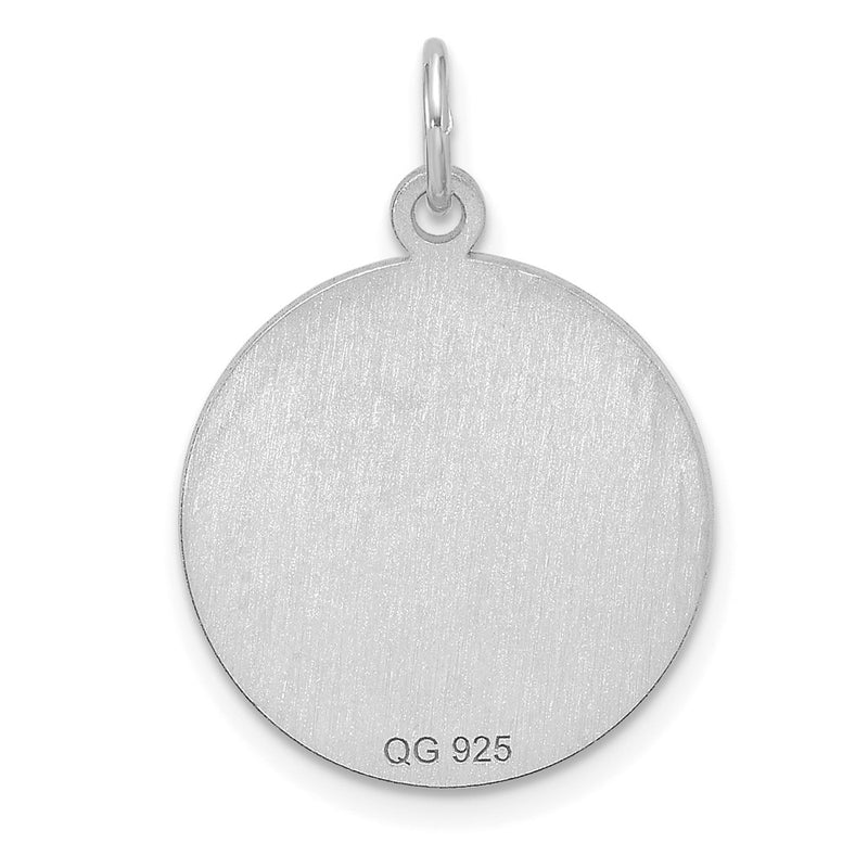 Sterling Silver Rhodium Plated Eng. Rnd Polish Front/satin Back Disc Charm