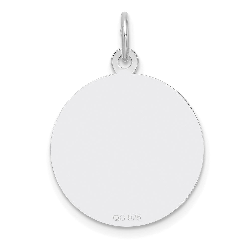 Sterling Silver Rhodium Plated Eng. Rnd Polish Front/back Disc Charm