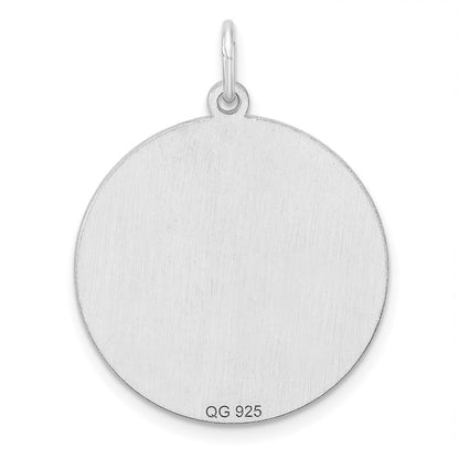 Sterling Silver Rhodium Plated Eng. Rnd Polish Front/satin Back Disc Charm