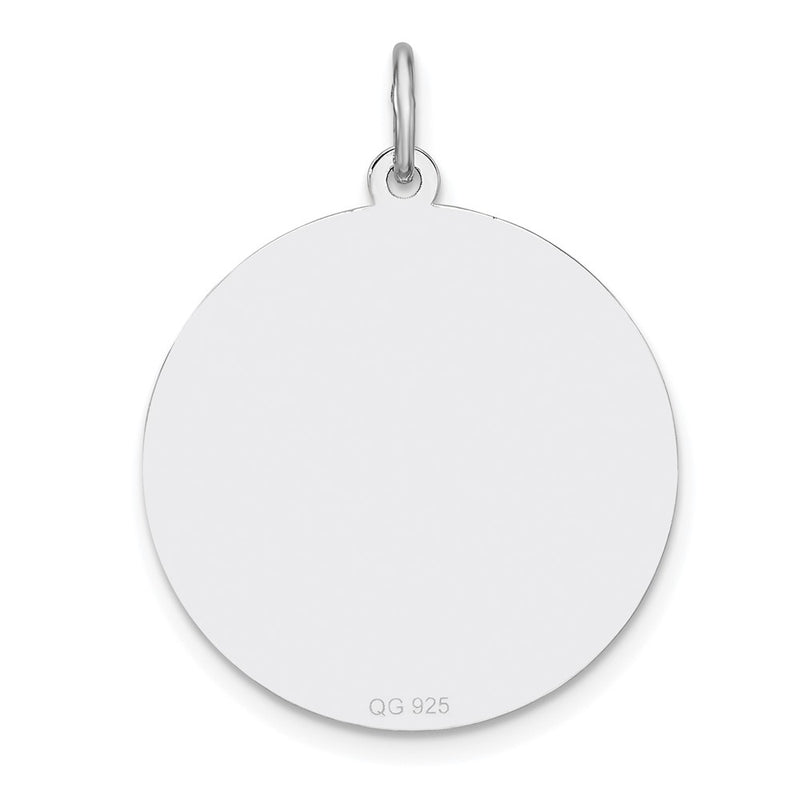 Sterling Silver Rhodium Plated Eng. Rnd Polish Front/back Disc Charm