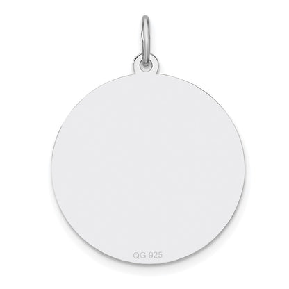 Sterling Silver Rhodium Plated Eng. Rnd Polish Front and Back