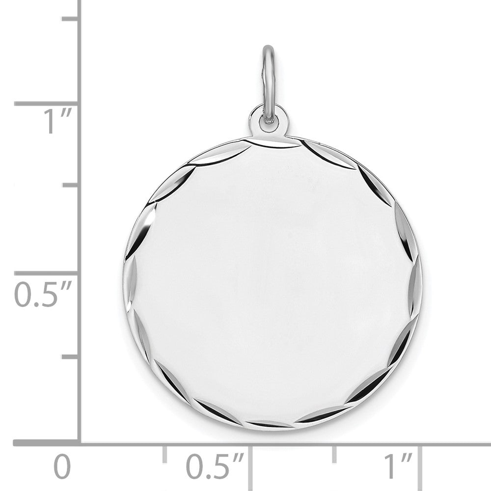 Sterling Silver Rhodium Plated Eng. Rnd Polish Front and Back