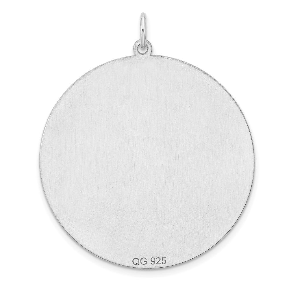 Sterling Silver Rhodium Plated Eng. Round Polish Front/satin Back Disc Charm