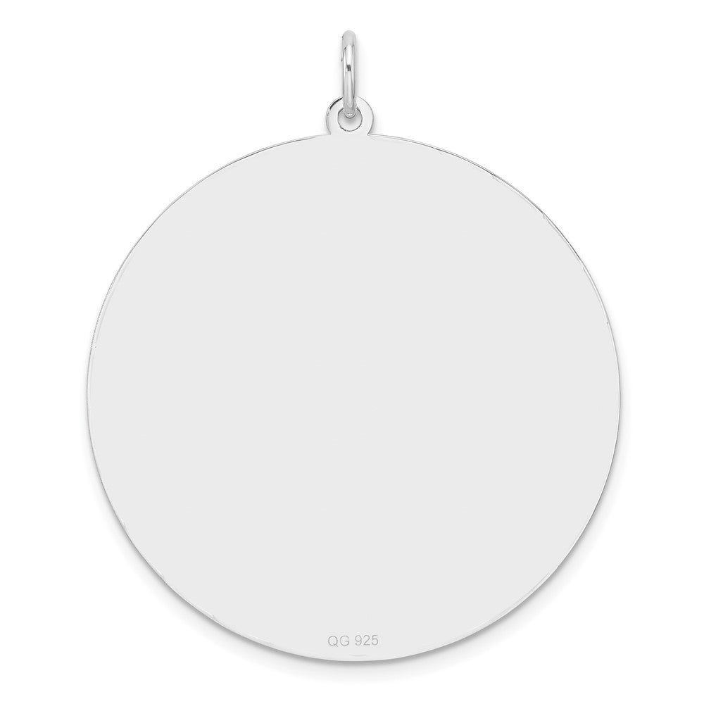 Sterling Silver Rhodium Plated Eng. Round Polished Front/back Disc Charm