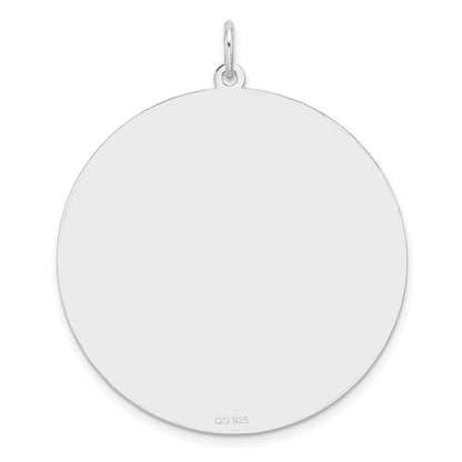 Sterling Silver Rhodium Plated Eng. Round Polished Front/back Disc Charm