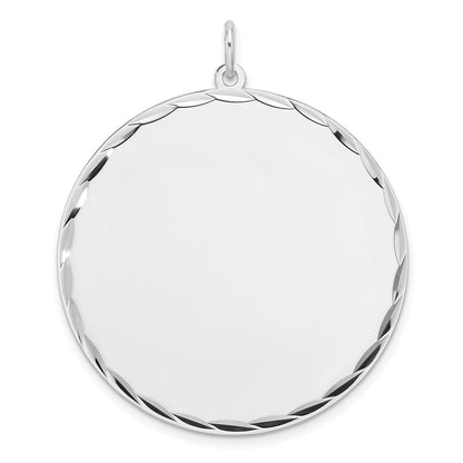 Sterling Silver Rhodium Plated Eng. Round Polished Front/back Disc Charm
