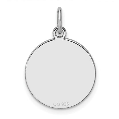 Sterling Silver Rhodium Plated Eng. Rnd Polish Front/back Disc Charm