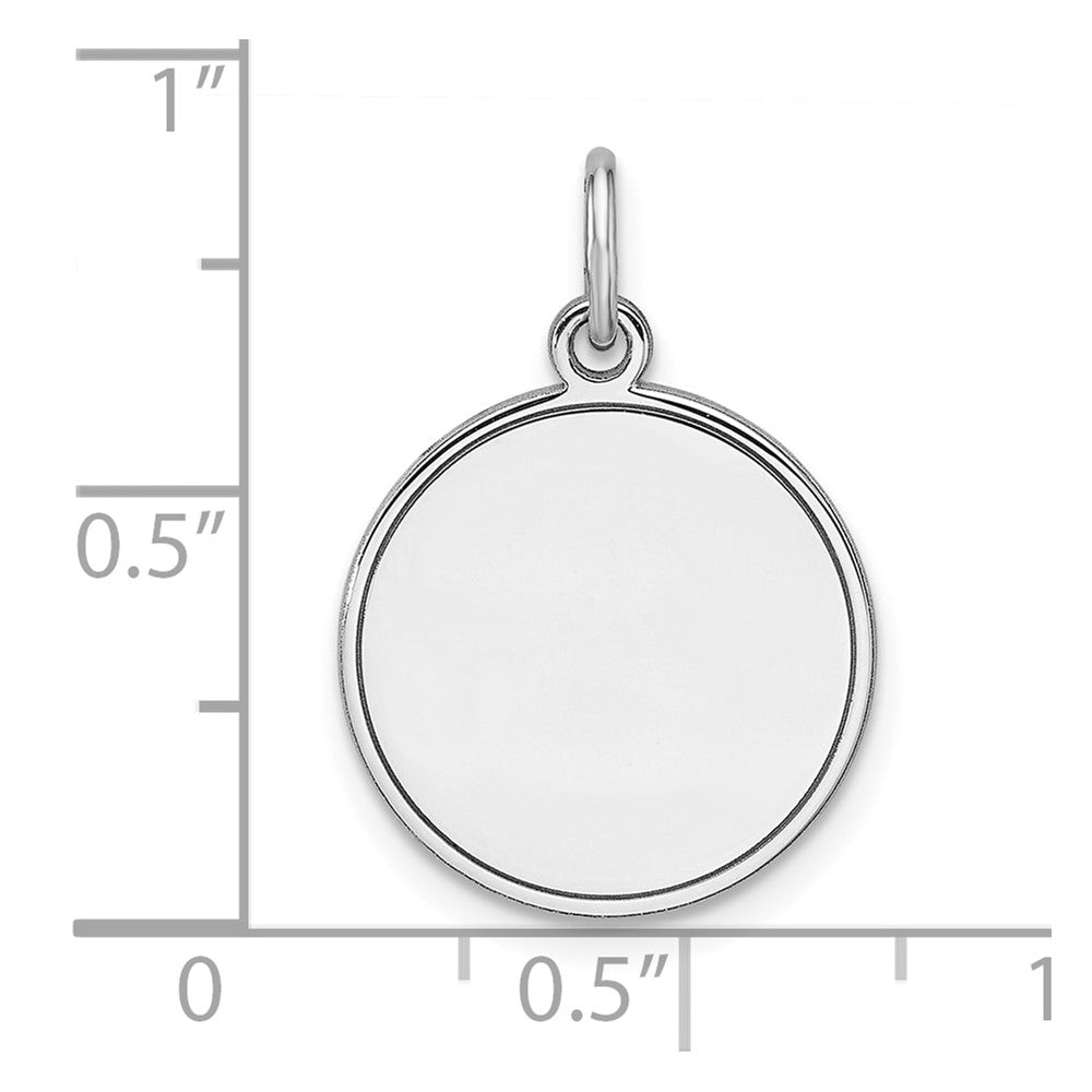 Sterling Silver Rhodium Plated Eng. Rnd Polish Front / Back Disc Charm