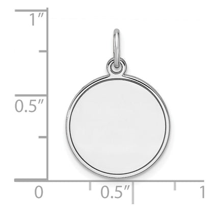 Sterling Silver Rhodium Plated Eng. Rnd Polish Front / Back Disc Charm