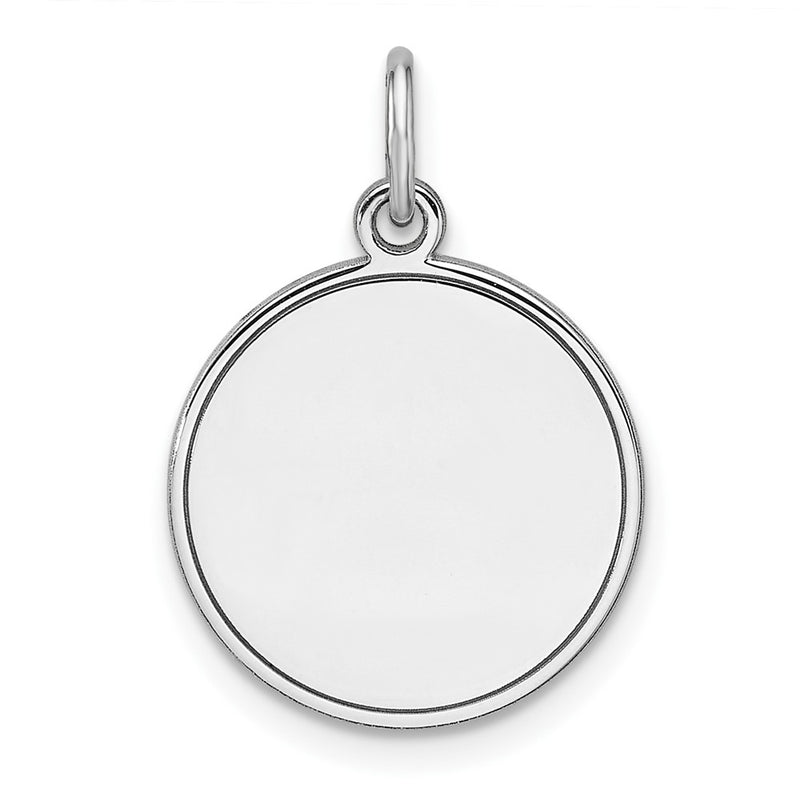 Sterling Silver Rhodium Plated Eng. Rnd Polish Front/back Disc Charm