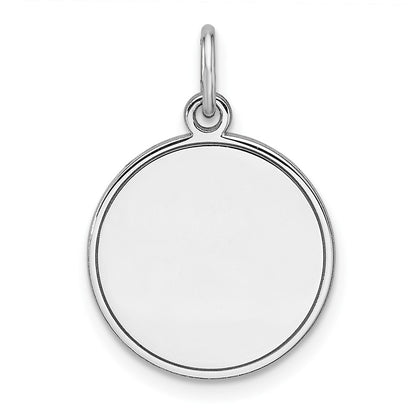 Sterling Silver Rhodium Plated Eng. Rnd Polish Front / Back Disc Charm