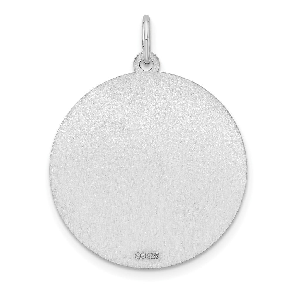 Sterling Silver Rhodium Plated Eng. Rnd Polish Front/satin Back Disc Charm