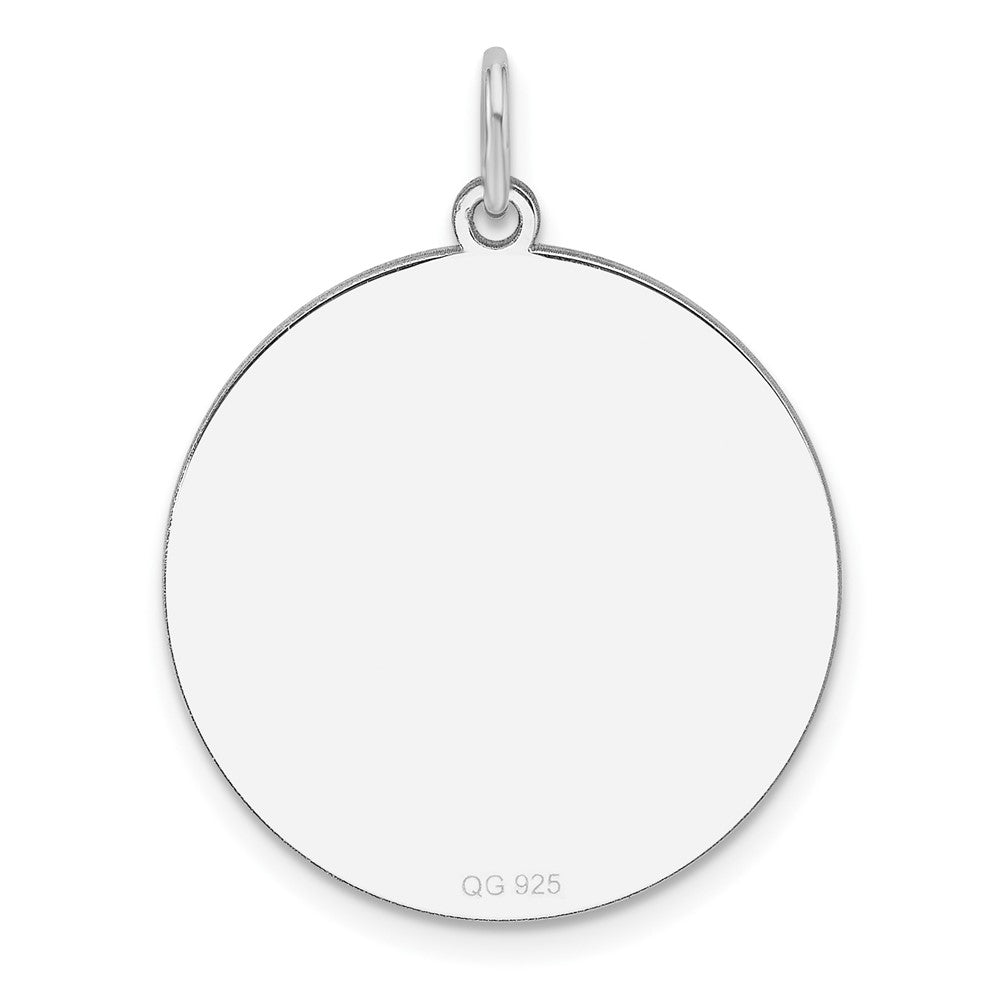 Sterling Silver Rhodium Plated Eng. Rnd Polish Front/back Disc Charm