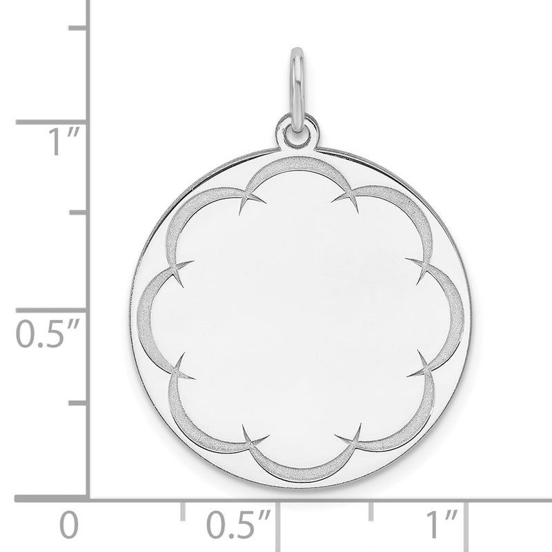 Sterling Silver Rhodium Plated Eng. Rnd Polish Front/back Disc Charm
