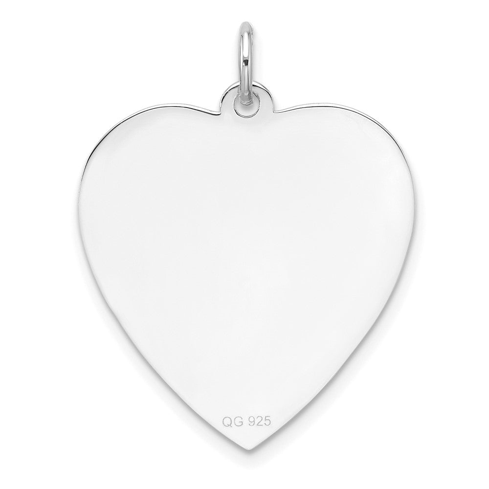 Sterling Silver Rh-Plt Engraveable Heart Polished Front/back Disc Charm