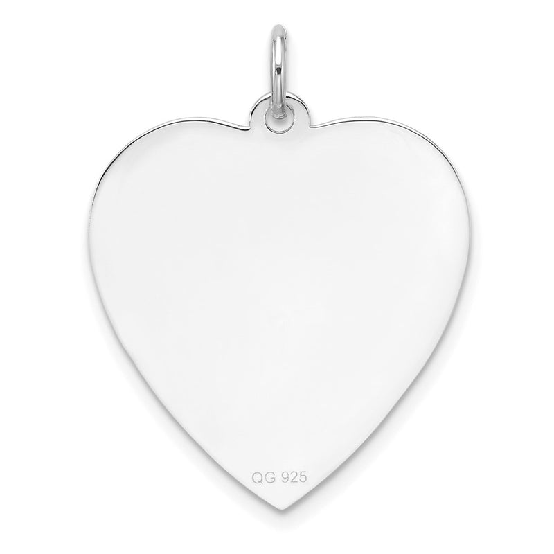 Sterling Silver Rh-Plt Engraveable Heart Polished Front/back Disc Charm
