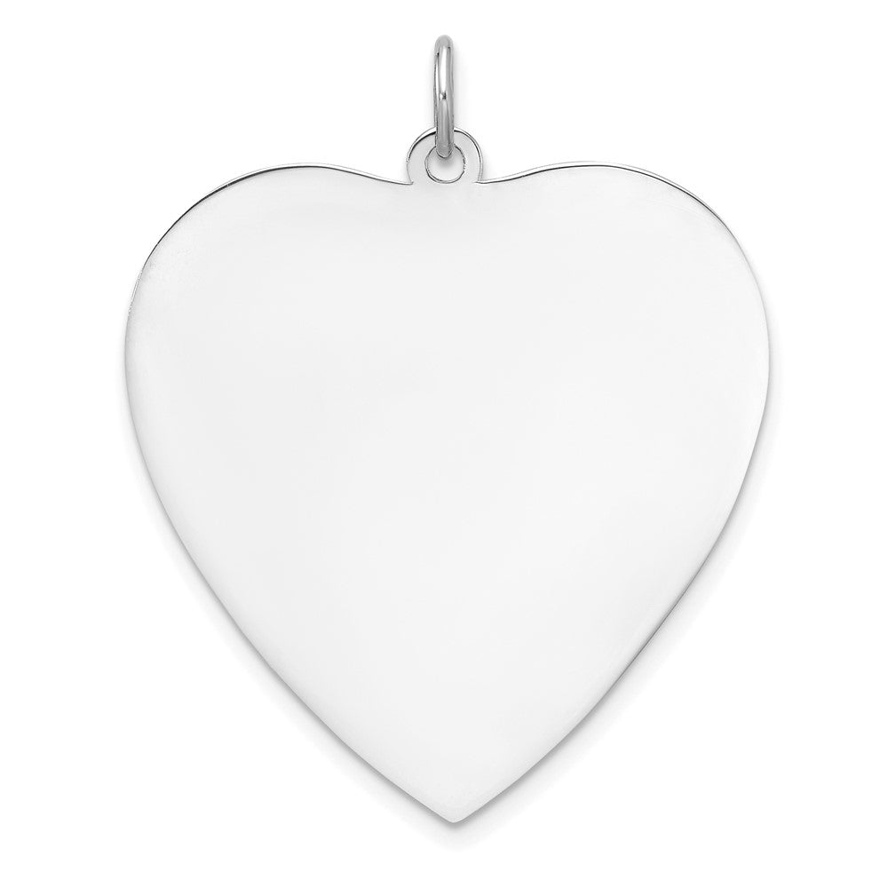 Sterling Silver Rh-Plt Engraveable Heart Polished Front/satin Back Disc Charm