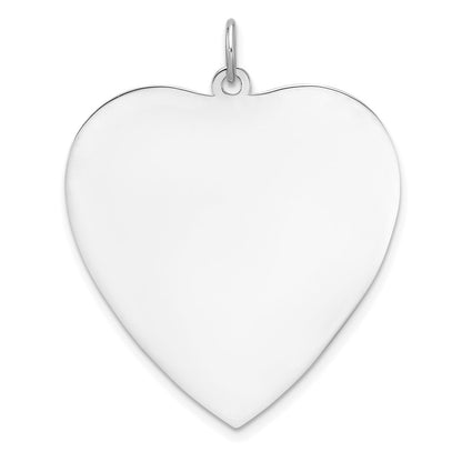Sterling Silver Rh-Plt Engraveable Heart Polished Front/satin Back Disc Charm