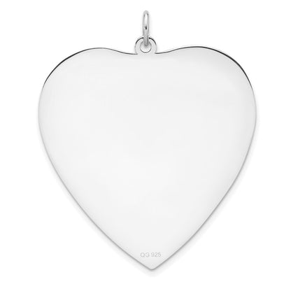 Sterling Silver Rh-Plt Engraveable Heart Polished Front/back Disc Charm
