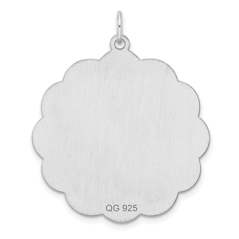 Sterling Silver Rh-Plt Engraveable Polished Front/satin Back Disc Charm