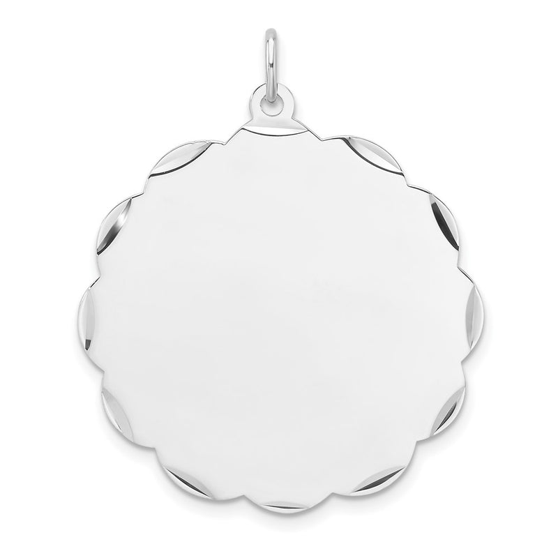 Sterling Silver Rh-Plt Engraveable Polished Front/satin Back Disc Charm