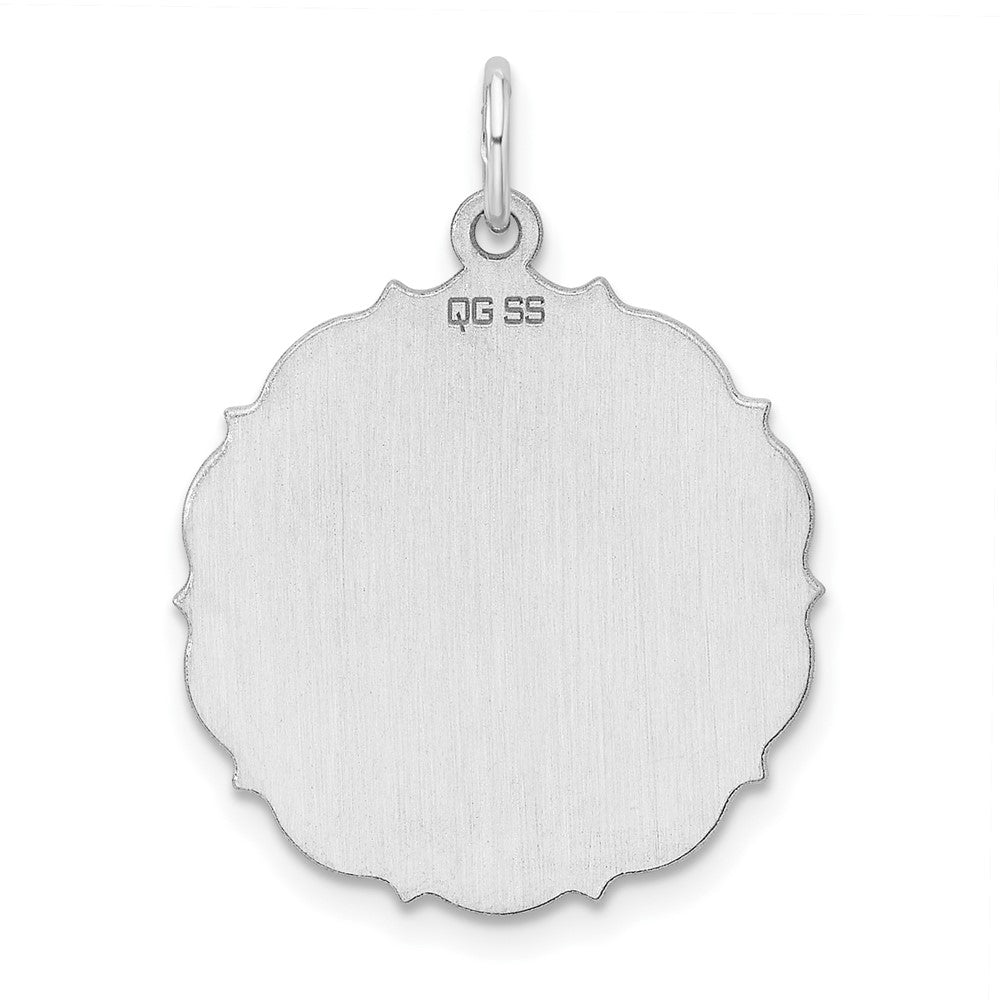 Sterling Silver Rh-Plt Engraveable Polished Front/satin Back Disc Charm