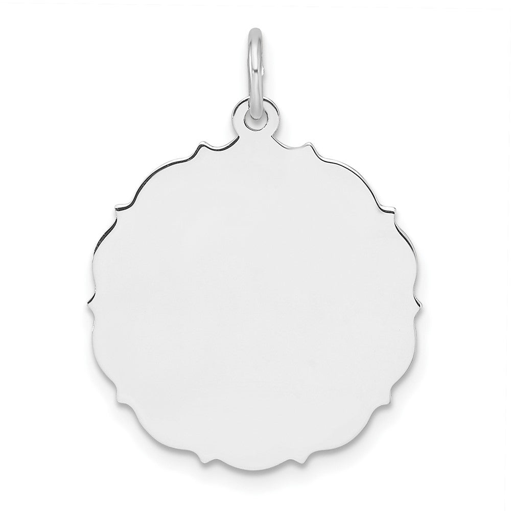Sterling Silver Rh-Plt Engraveable Polished Front/satin Back Disc Charm