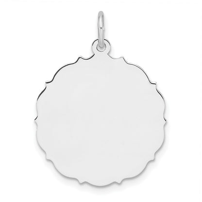 Sterling Silver Rh-Plt Engraveable Polished Front/satin Back Disc Charm