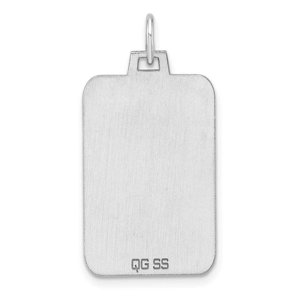 Sterling Silver Rhod.-Plated Eng. Rect. Polish Front/satin Back Disc Charm