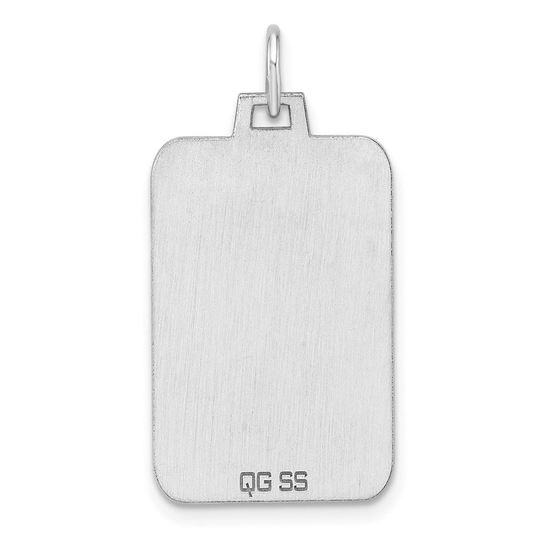 Sterling Silver Rhod.-Plated Eng. Rect. Polish Front/satin Back Disc Charm