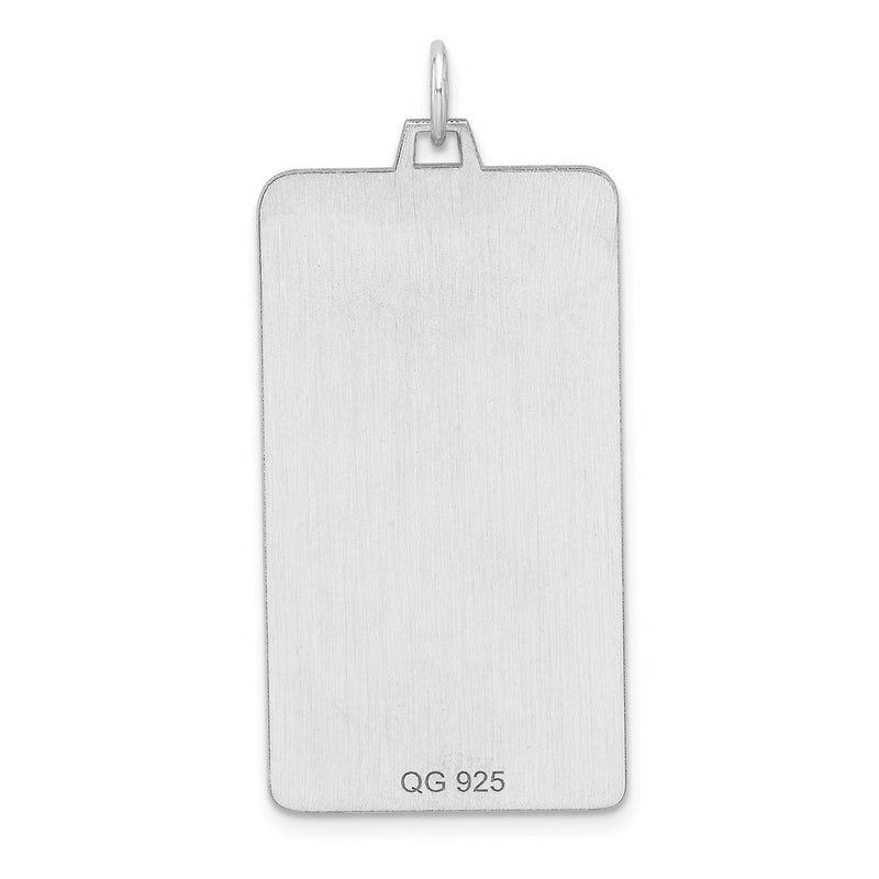 Sterling Silver Rhod-Plate Eng. Rect. Polish Front/satin Back Disc Charm