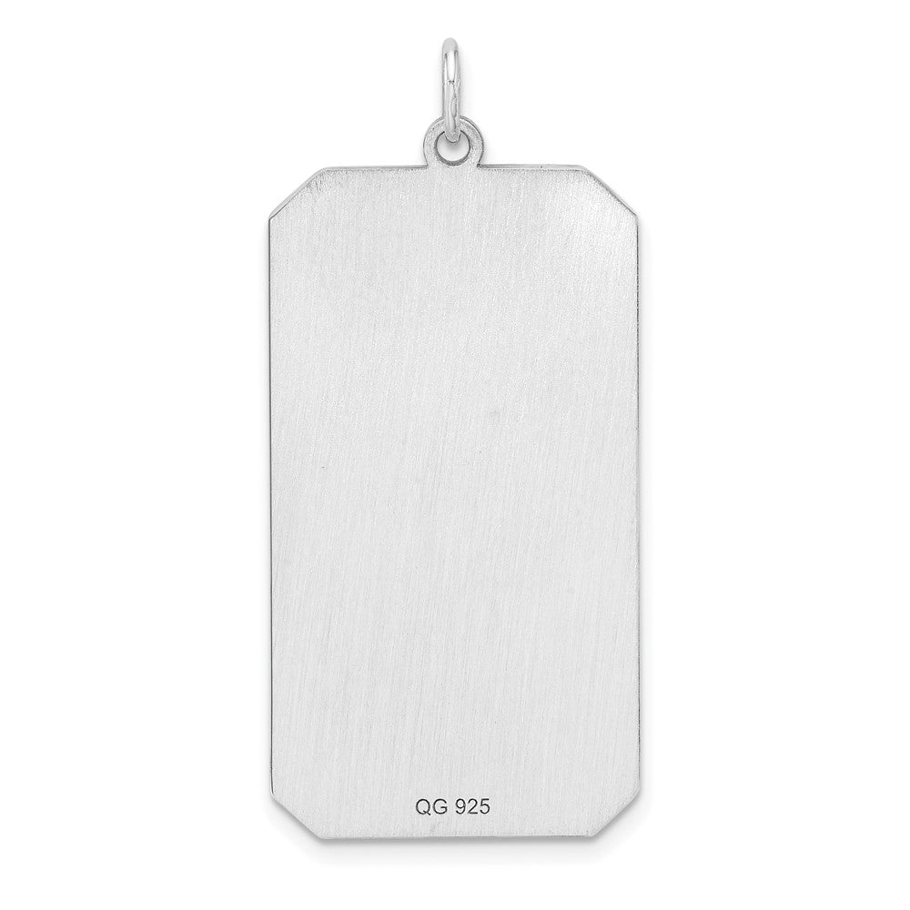 Sterling Silver Rhod-Plate Eng. Rect. Polish Front/satin Back Disc Charm