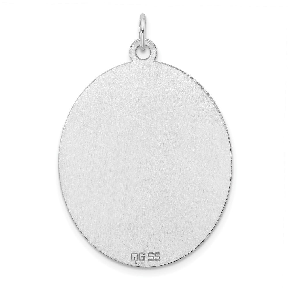 Sterling Silver Rhod-Plate Eng. Oval Polish Front/satin Back Disc Charm