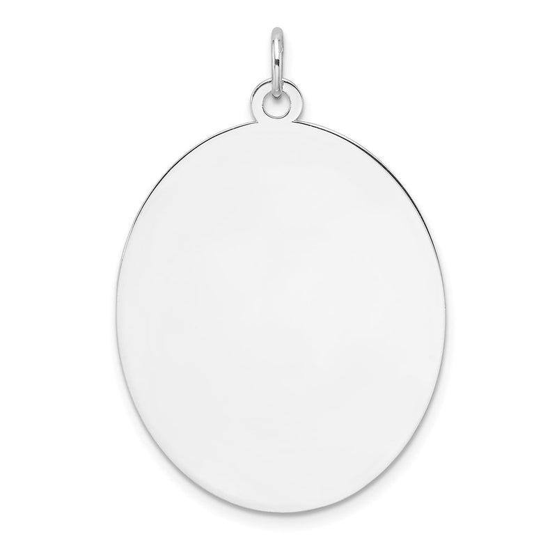 Sterling Silver Rhod-Plate Eng. Oval Polish Front/back Disc Charm